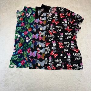 Women's Scrubs Short Sleeve Tees - Multicolours & Patterns-Disney’s Minnie
